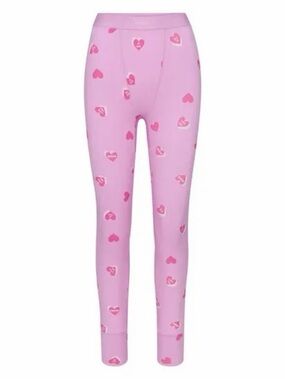 SKIMS SUMMER SLEEP RIBBED LEGGINGS IN PETAL PRINT Pink Heart Small